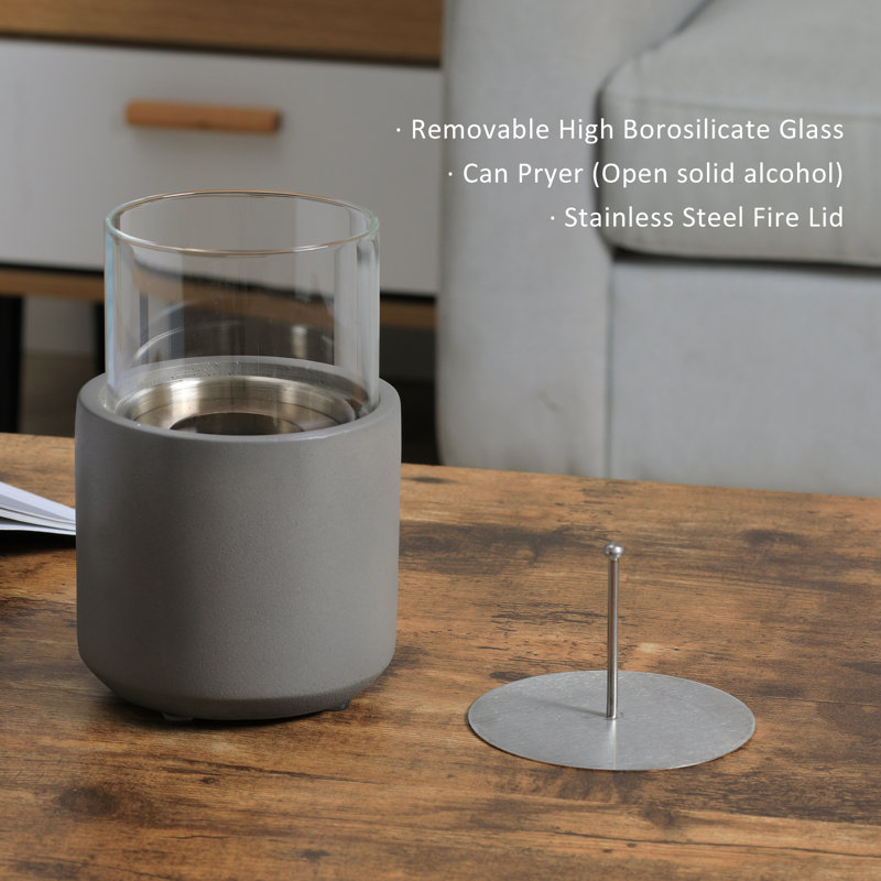 Light Grey Stainless Steel Ethanol Tabletop Fireplace