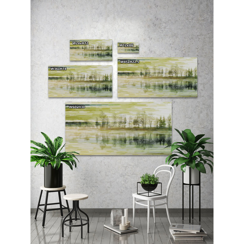 «Tree Tree» par Parvez Taj - peinture sur toile tendue, H 30 po x l 60 po x P 1,5 po