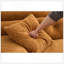 Canapé modulaire convertible en méridienne convertible, canapé modulaire en éponge à compression complète pour le salon en appartement, 3 places orange avec chenille grain de bois, 2 coussins inclus, L 86 po-118043822
