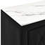 Table de chevet rectangulaire moderne 1pc noir avec plateau en faux marbre, revêtement en tissu à boutons et deux tiroirs pour le tissu Grace, meubles de rangement en cristal-2501202