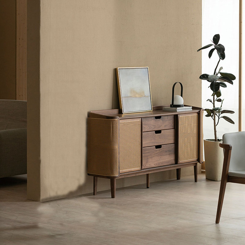 Armoire de rangement à tiroir en noyer noir. Buffet 62,99