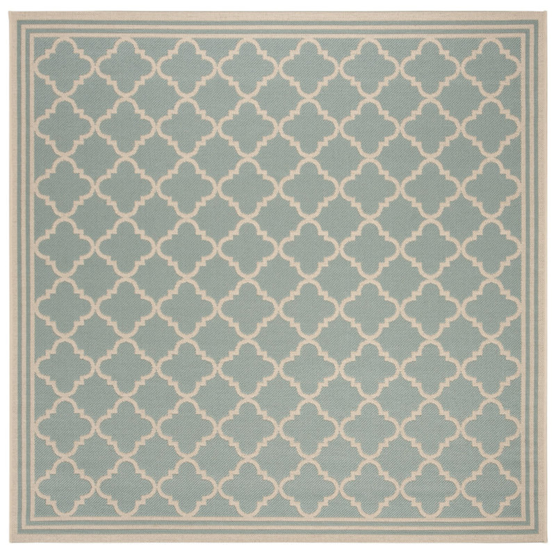 Ferrill Linden 100 Performance Geometric Indoor/Outdoor Area Rug, Square 6'7"