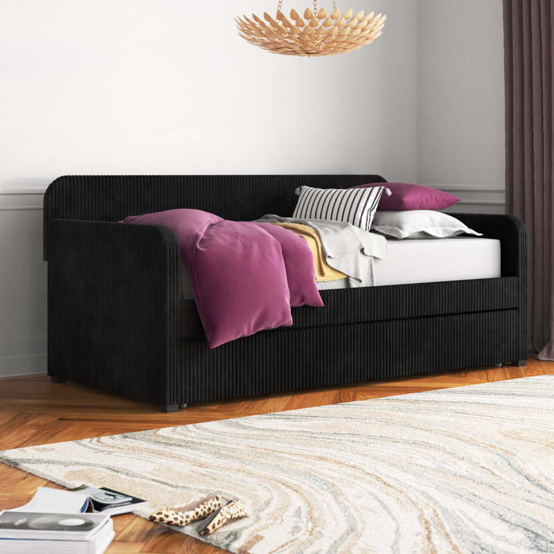 Lit de jour simple avec couchette Antonius, Noir