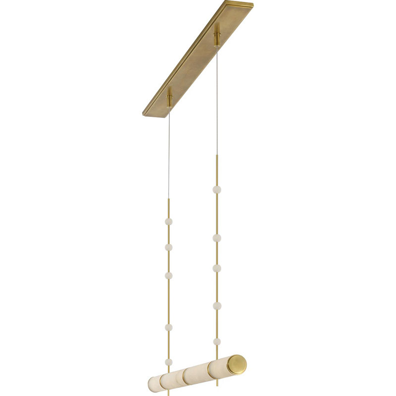 Anne-Marie Barton Marcell 56" Linear Chandelier with Alabaster, Antique-Burnished Brass