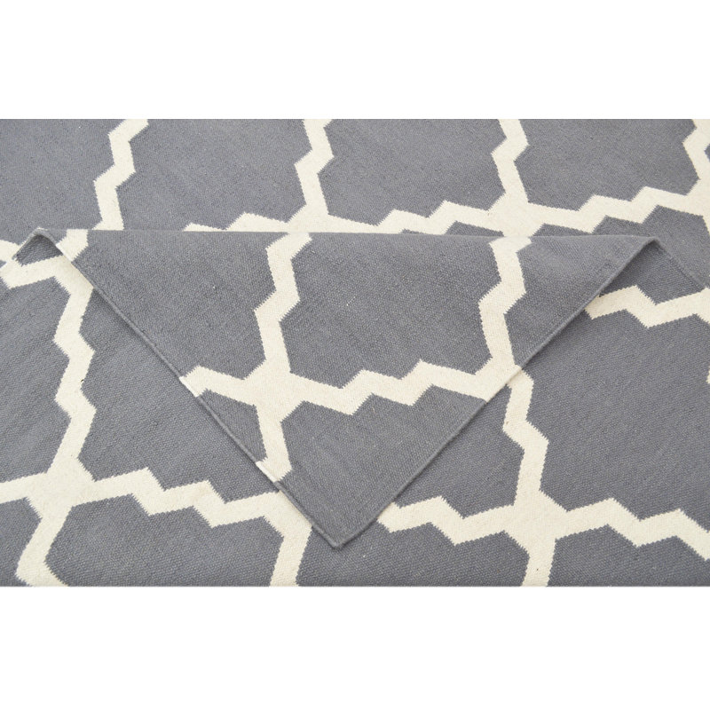 Grossman Geometric Wool Hand Woven Area Rug, Rectangle 200 x 290cm, Grey