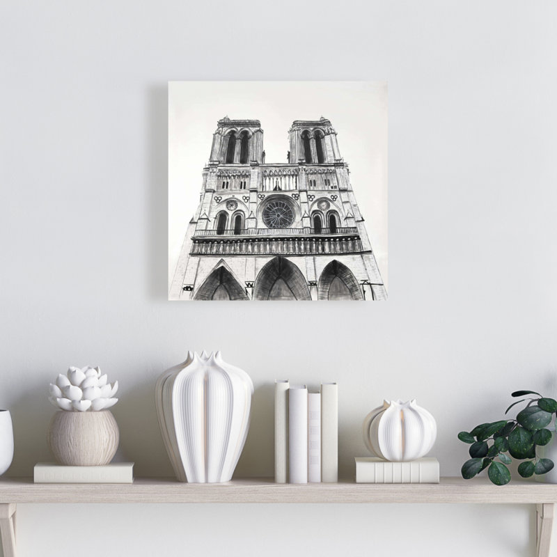 Reproduction sur toile de la cathédrale Notre-Dame de Paris, Toile tendue, H 12 po x l 12 po