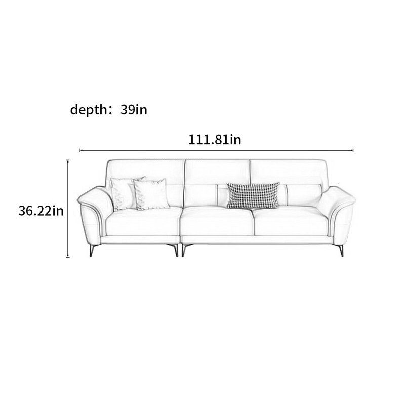 Canapé américain moderne et simple, H 36,22 po x l 111,81 po x P 39 po, 3