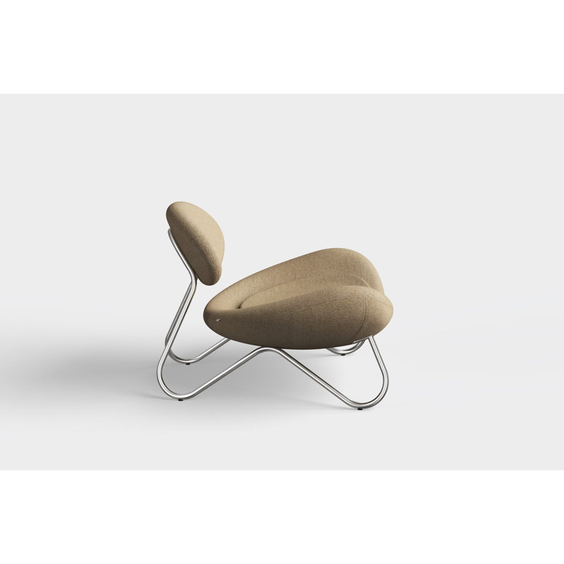 Meadow Lounge Chair, Black Painted Steel Frame, Brushed Stainless Steel, Natural Polyester Blend