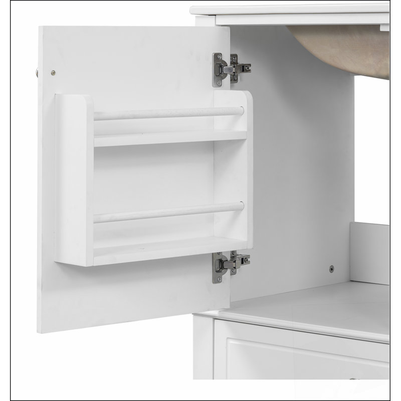 Meuble-lavabo 30 po avec lavabo, une porte avec tablette et trois tiroirs, porte à fermeture douce, blanc