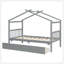 Lit simple en bois avec tiroirs, gris-129747094