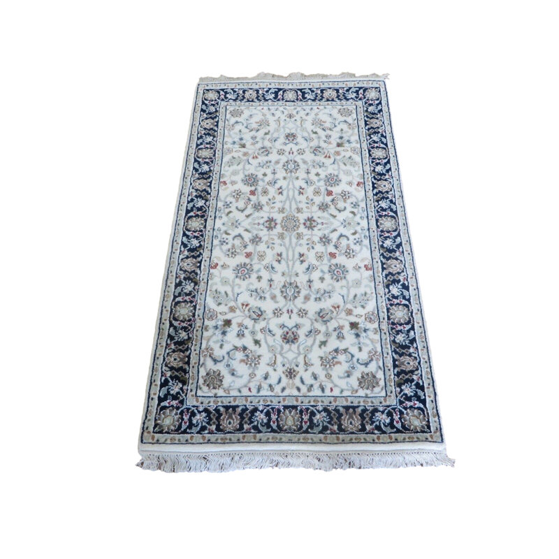 Tapis oriental nain fin en soie noué à la main 2 pi 8 po x 4 pi 8 po 940CEB7252E4419B86DE2E3408F142FA