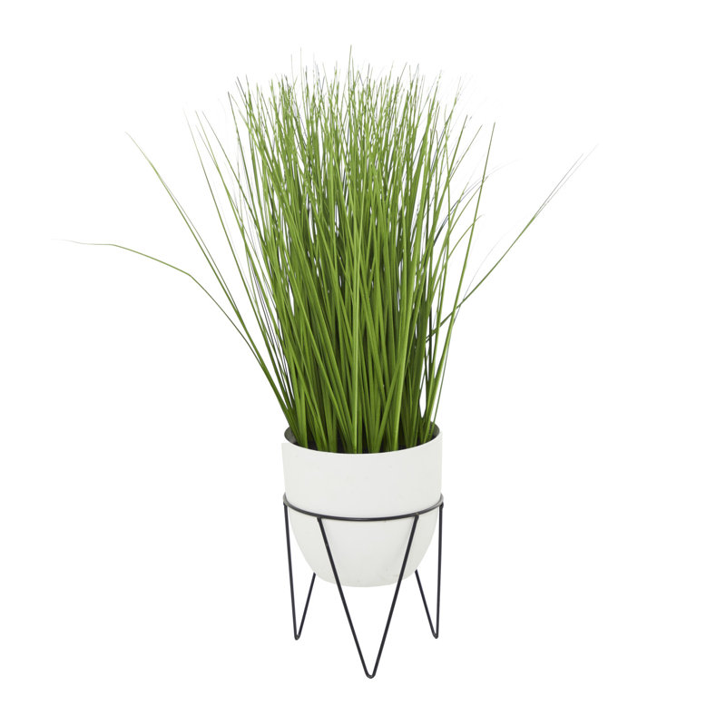 Plante à feuillage artificiel en pot, H 25 po x l 20,9 po x P 18,25 po, Blanc