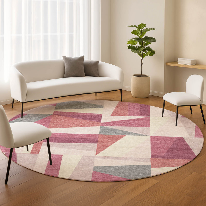 Machine Washable Indoor/Outdoor Chantille ACN2327 Geometric Rug, Round 8'