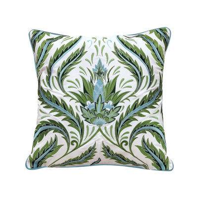 Embroidered Outdoor Throw Pillow