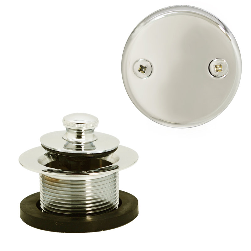1-1/2" Coarse Thread Twist & Close Bathtub Drain Trim with Two-Hole Overflow, Polished Nickel