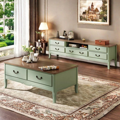American retro coffee table TV cabinet combination
