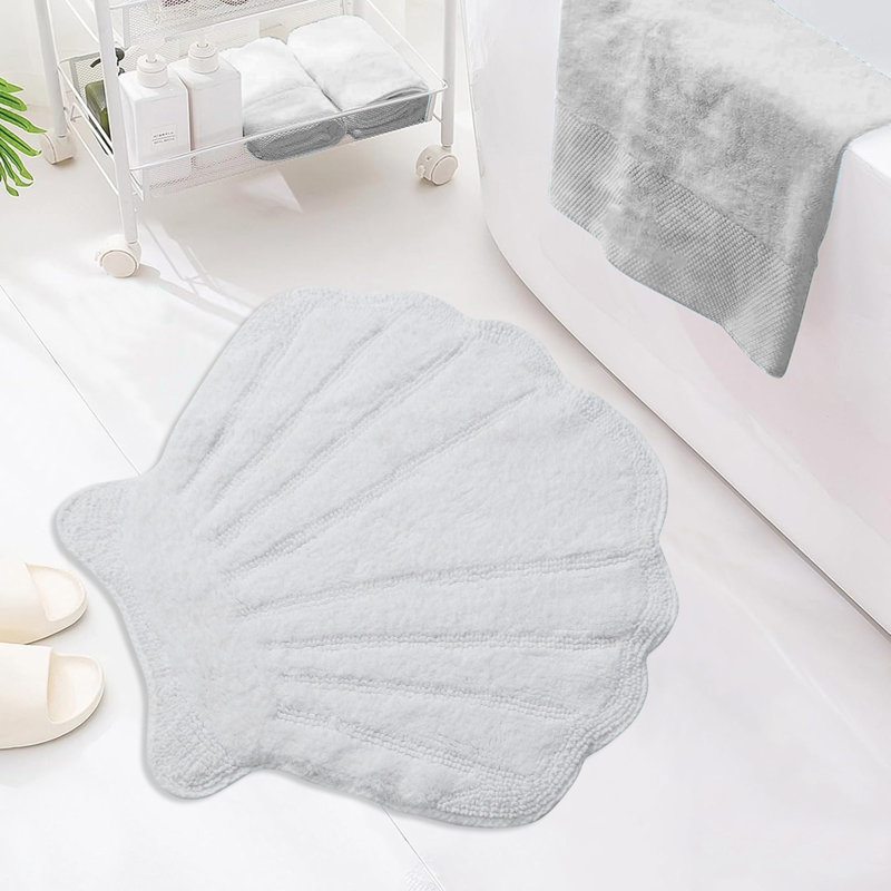 Marilyn Collection Seashell Bath Rug – 100% Cotton, Ultra Plush 2200 GSM, Reversible Bathroom Mat – 25" x 28", Machine Washable