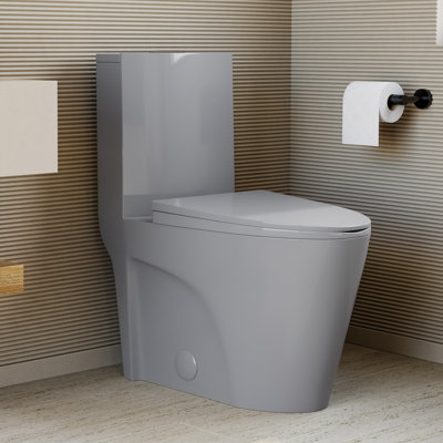 St. Tropez One Piece Elongated Toilet Side Flush 1.28 gpf with Black Hardware