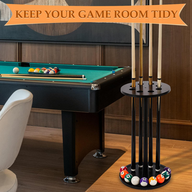 Support pour table de billard - Support de billard rond pour billard pouvant accueillir 8 queues de billard, support pour table de billard autoportant (noir)