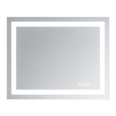 28" x 36" Anti-Fog LED Bathroom Mirror with Dual Light Sources and 3 Lighting Modes