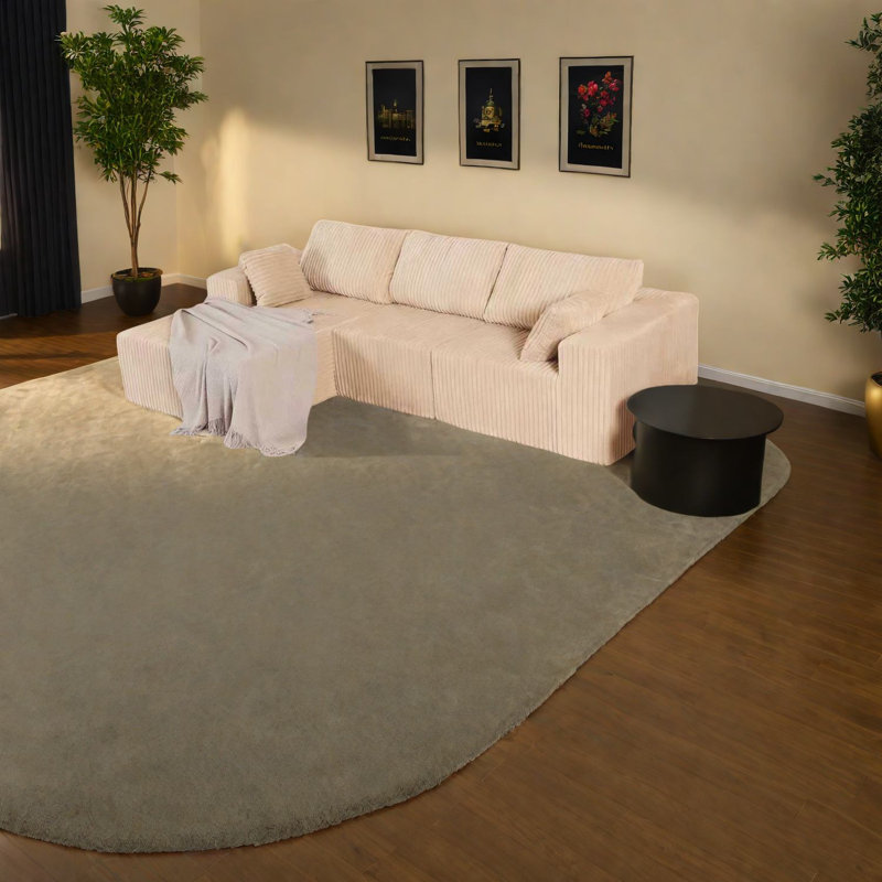 Canapé modulaire beige spacieux, revêtement en mousse et en polyester, style moderne pour la maison
