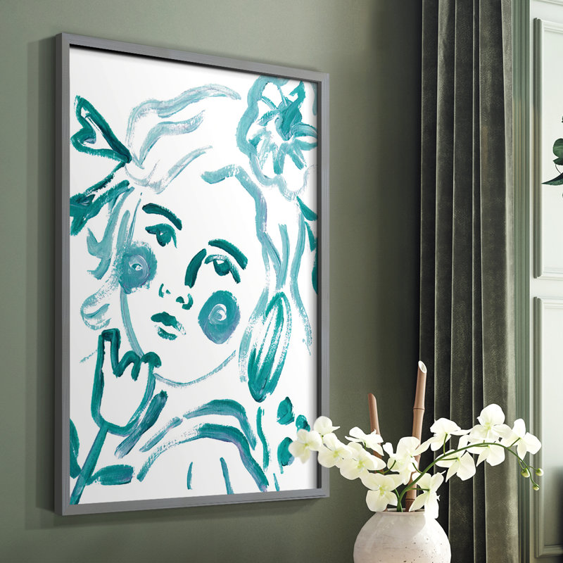 «Budding Flower IV», reproduction encadrée - bois massif, H 10 po x l 8 po, Gris