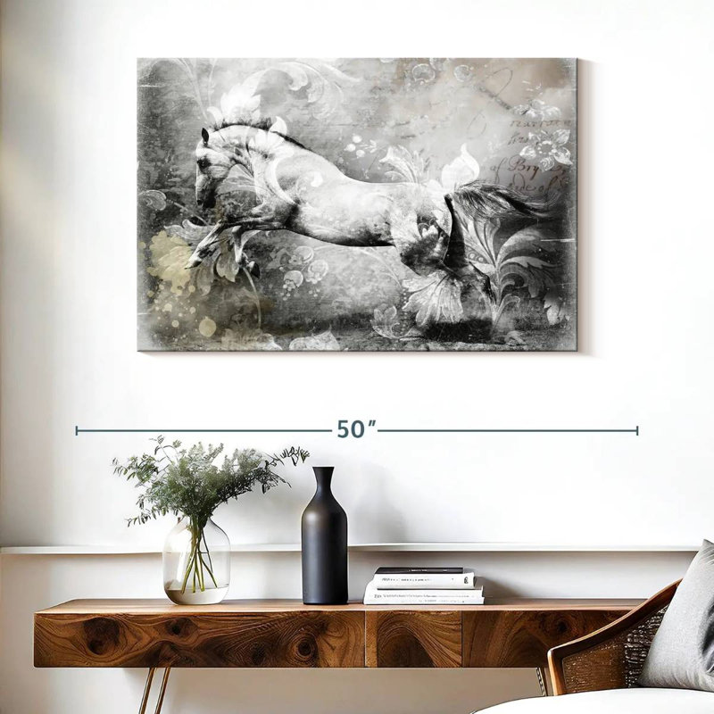 Brampt White Horse, 26" H x 39" W