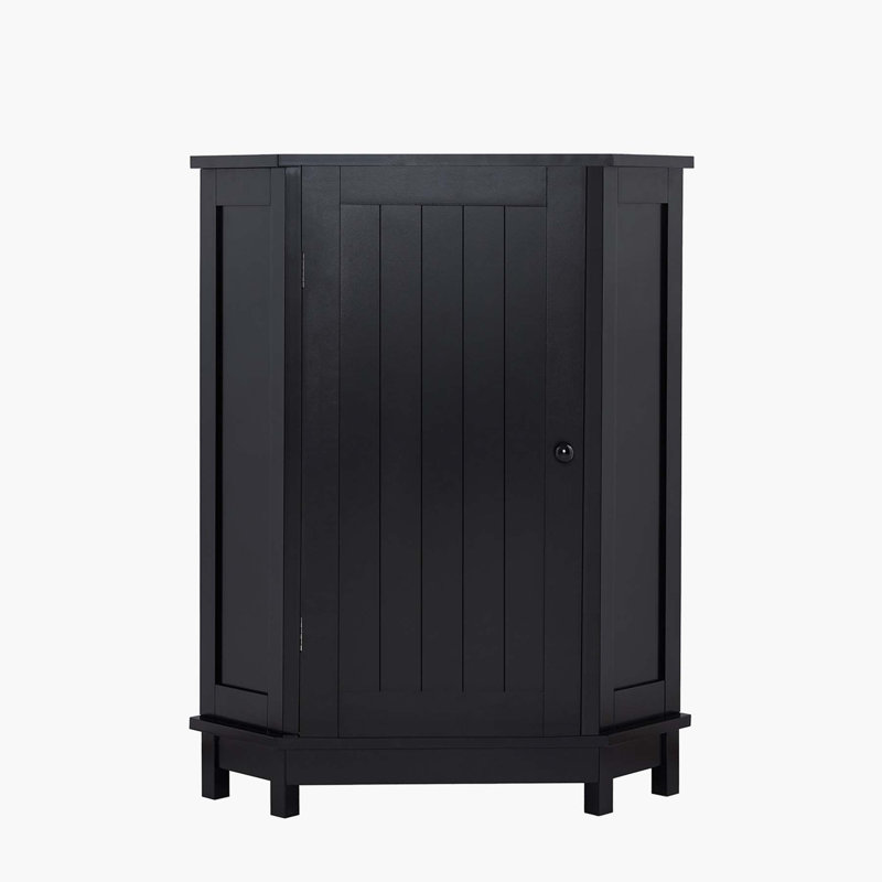 Armoire de salle de bain d'angle avec tablette réglable, Noir