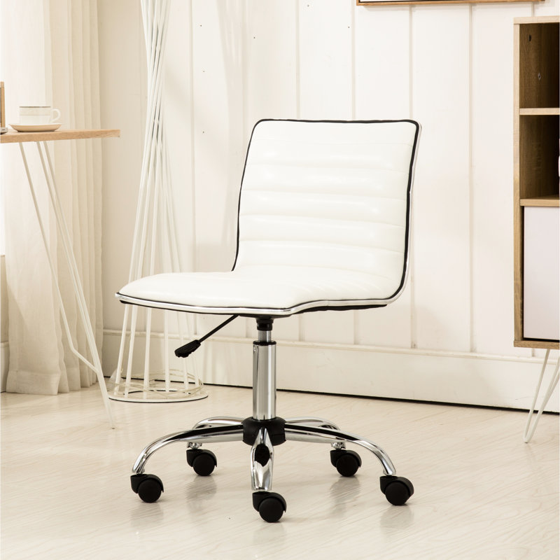 Fauteuil de bureau réglable à hauteur d'air avec dossier moyen en similicuir pivotant à 360 degrés en similicuir et 5 réglages de hauteur réglables