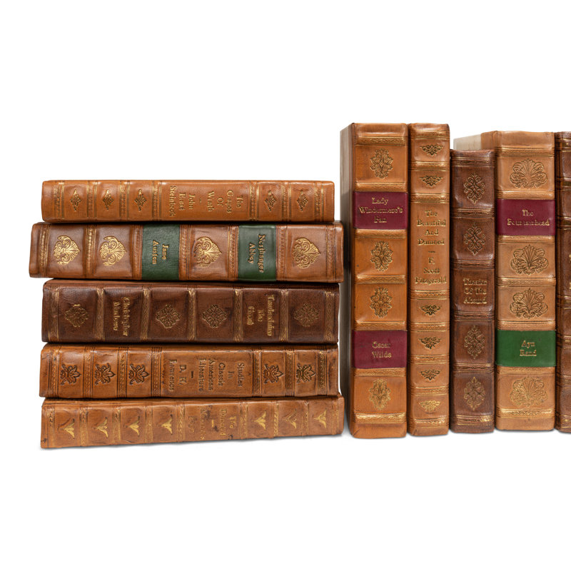 Faux Tan Leather 24 Piece Decorative Book Set