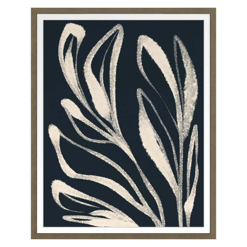 Navy Botanical 1 Print by Alicia Bock, 20" H x 16" W, Walnut