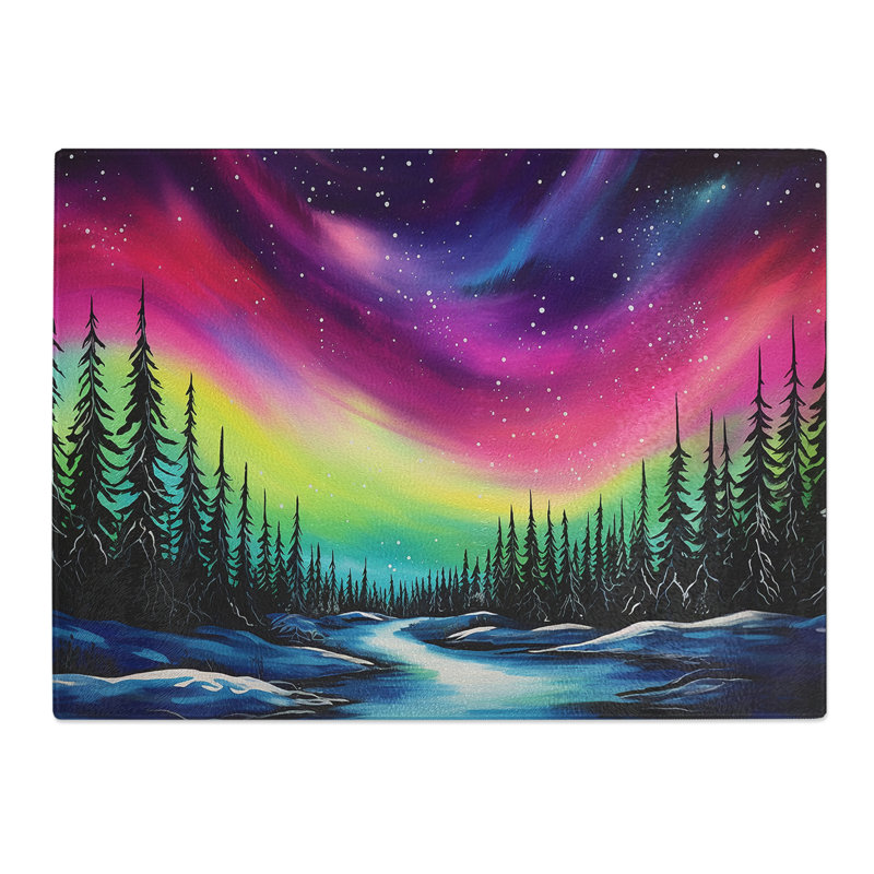 Northern Lights Pop Art No.2  Glass Chopping Board