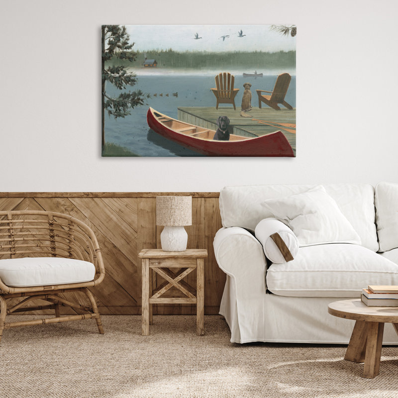 «Dogs on Lake Dock» par James Wiens, H 30 po x l 45 po