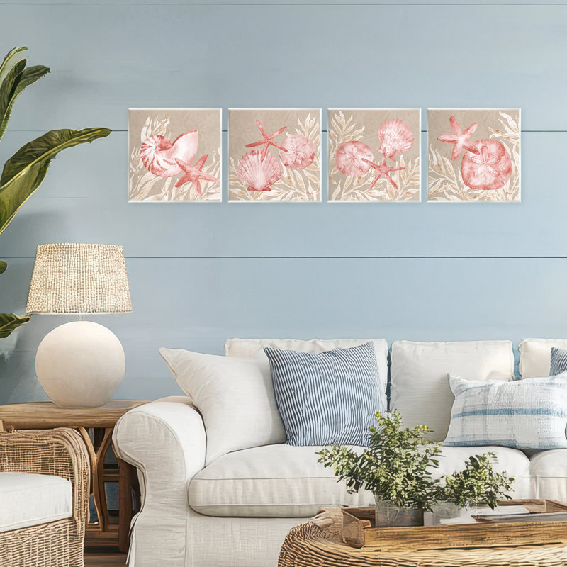 Ensemble de plaques murales Tampico Shells in Peach, par Paul Brent