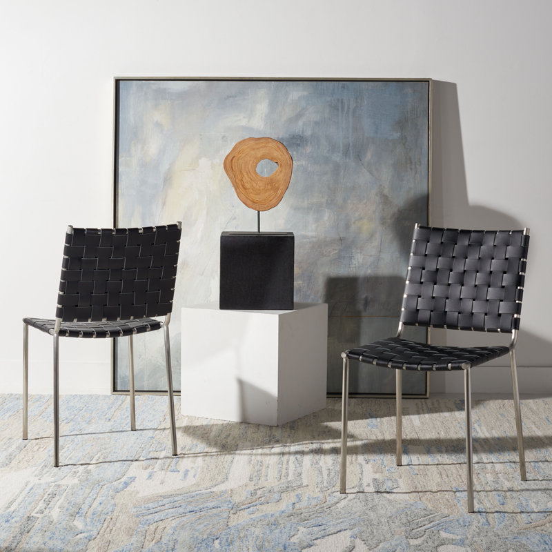 Chaise d'appoint rembourrée Ryland, Noir, Argent