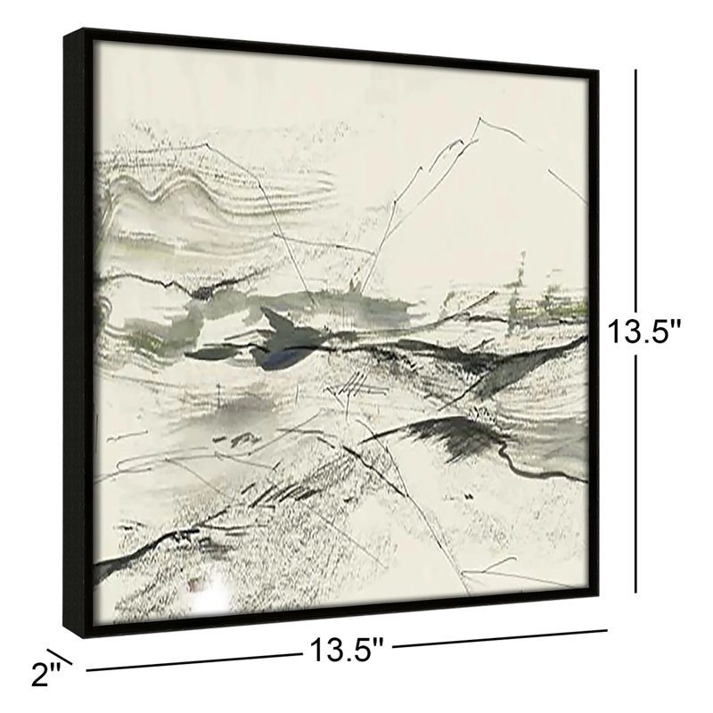 " Green Sketches " by PI Studio, H 13,5 po x l 13,5 po x P 2 po, Cadre flottant espresso