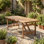 Table de salle à manger 94,5 "en PEHD avec trou pour parasol