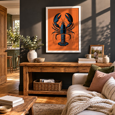 Geometric Lobster Graphic Design - Framed Print