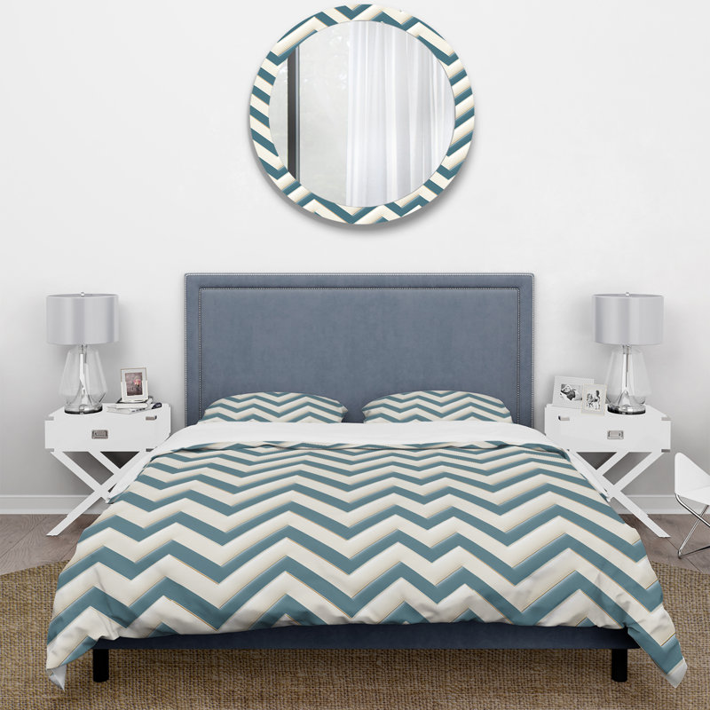 Ensemble de housse de couette scandinave à chevrons élégants, Housse de couette pour grand lit et 2 taies décor