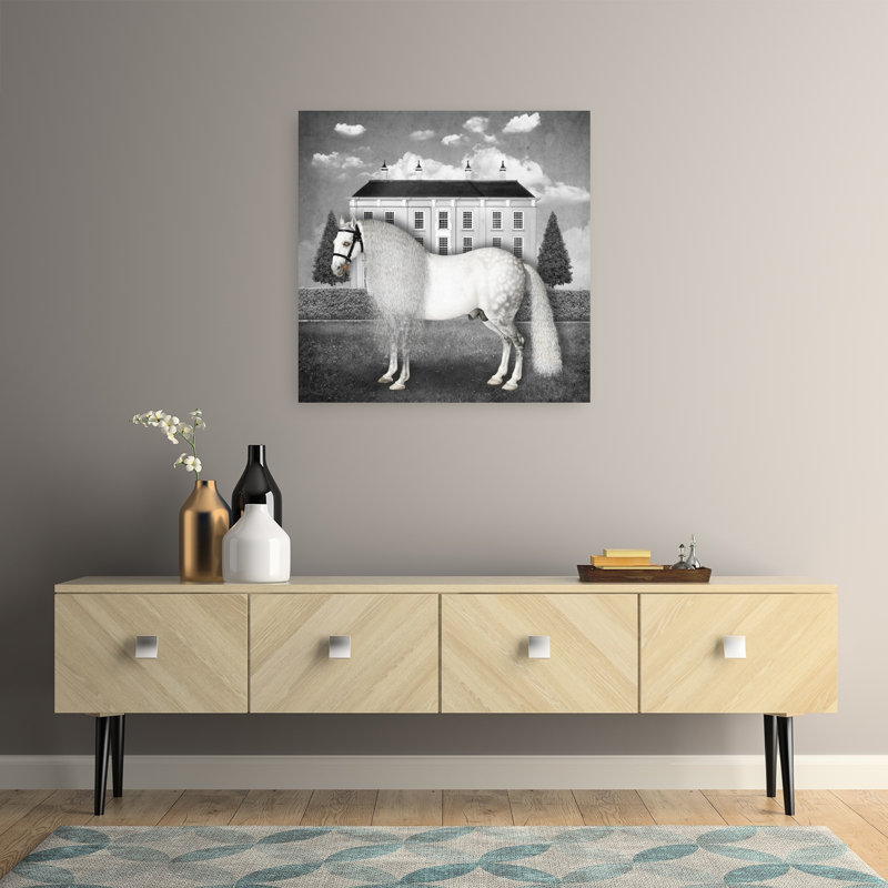 Art mural surréel, cheval surréel blanc