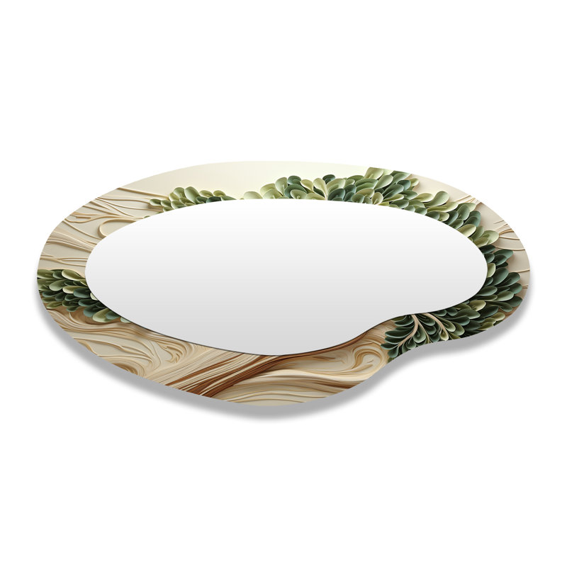 Arbre américain Basswood Collage II - grand miroir mural moderne à formes 3D irrégulières