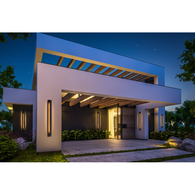 Black Modern Outdoor Led Wall Sconce, 47.2" H x 4.8" W x 4.3" D
