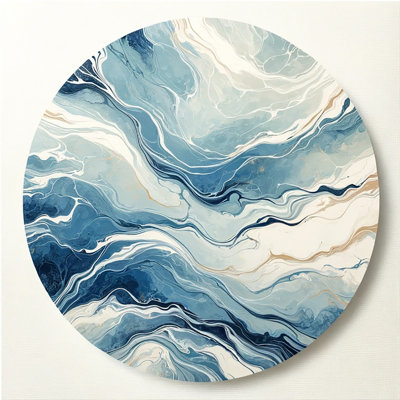 Maritime Bliss: Circular Abstract Nautical Resin Art on Premium Wrapped Canvas Print