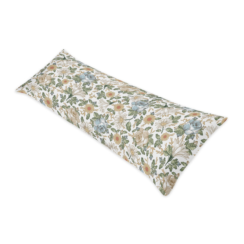 Watercolor Floral Body Twill Pillowcase, White/Blue