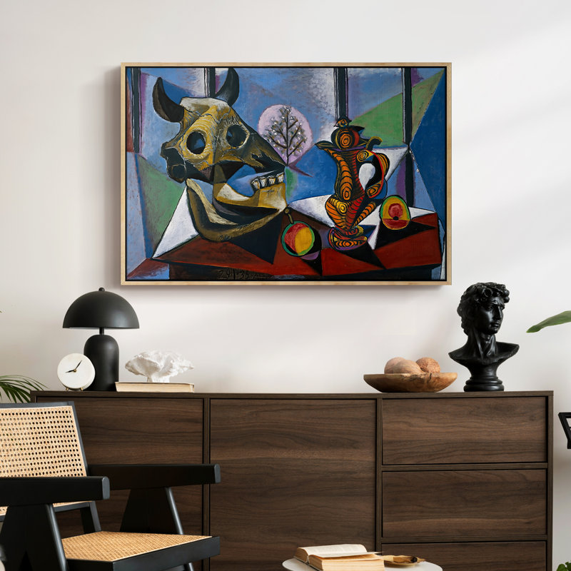 Nature morte avec crâne de taureau, 1939 - Pablo Picasso, toile tendue avec châssis, 24 po x 36 po, Naturel