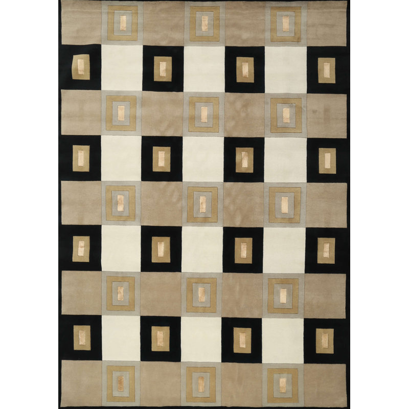 Tapis gris/vert contemporain, Rectangle 7 pi x 10 pi