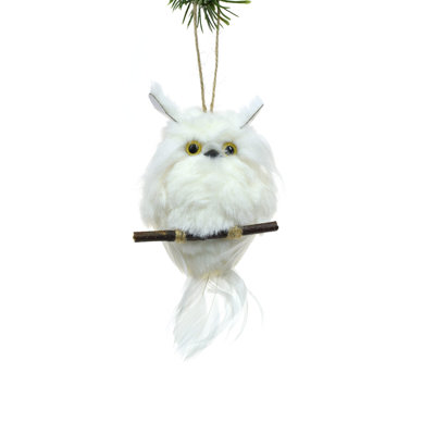Ornement en forme de hibou blanc suspendu (paquet de 4)