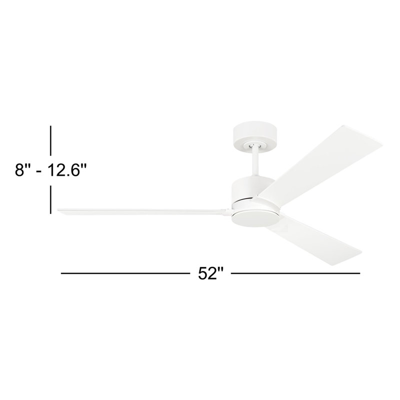 Rozzen Downrod Ceiling Fan, 52", Matte White, Matte White