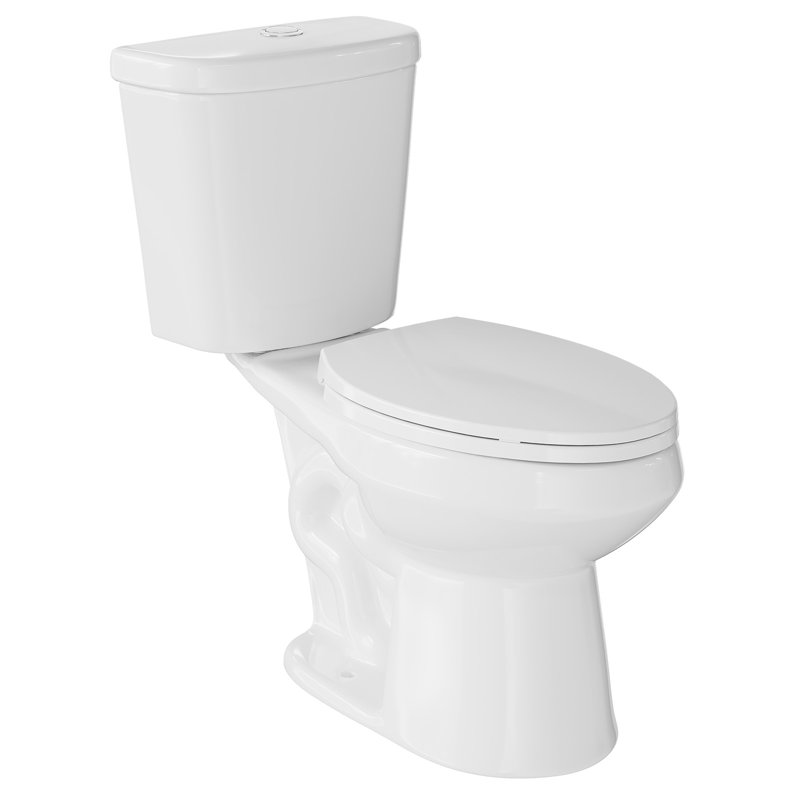 White Elongated Two-Piece Toilet, Comfort ADA Height 17", Powerful 1.28 GPF Flush, Top, 32.51" H x 16.55" W x 28.76" D