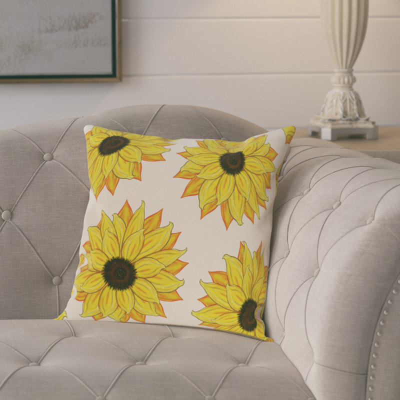  Housse et insert de coussin d'extérieur tournesol, H 20 po x l 20 po, Jaune